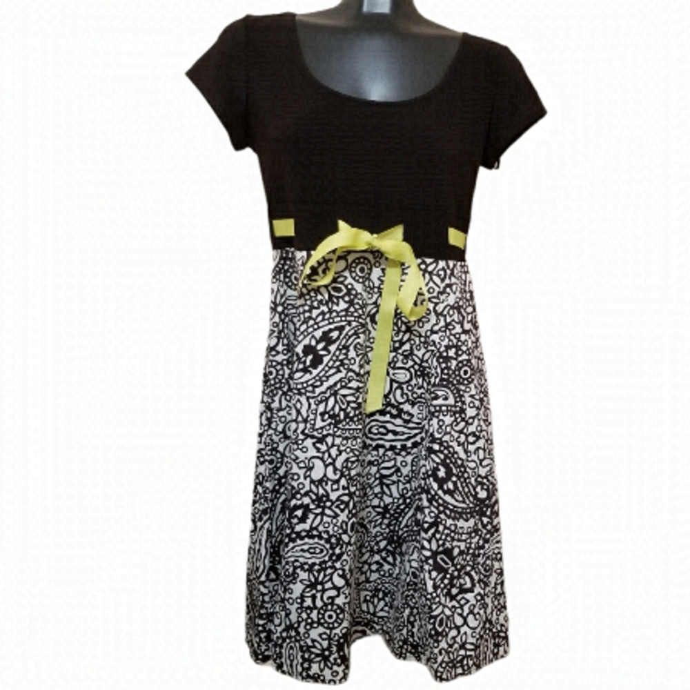 R&K Black and White Dress with Yellow Accents
